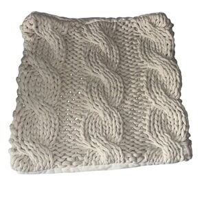 Pottery Barn Ivory Chunky Cable Knit Pillow Cover 24x24 Cream Textured Square